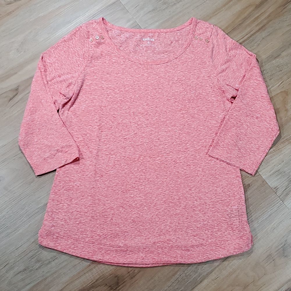 🔺️Express Pink Heathered Scoop Neck 3/4 Sleeve Top Medium